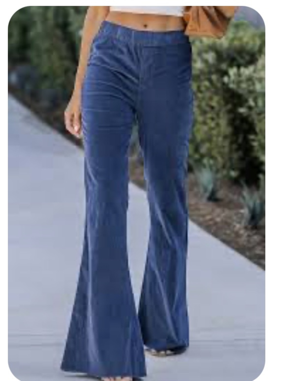 We The Free Blue Velvet Flare Pants